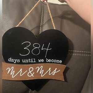 wedding day countdown, chalkboard sign. Mr. and Mrs.